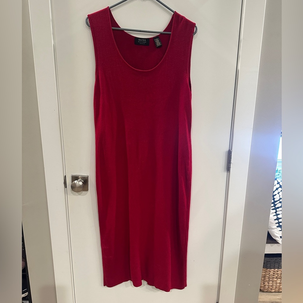 Dana Buchman Vibrant Red‎ Midi Dress sleeveless size L